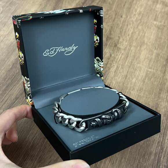 Ed Hardy Other - NEW Ed Hardy Skull Death or Glory Mens Stainless Steel Bracelet